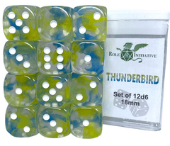 Role 4 Initiative Dice: 18mm D6 12ct Diffusion Cube Thunderbird R4I50513-12P
